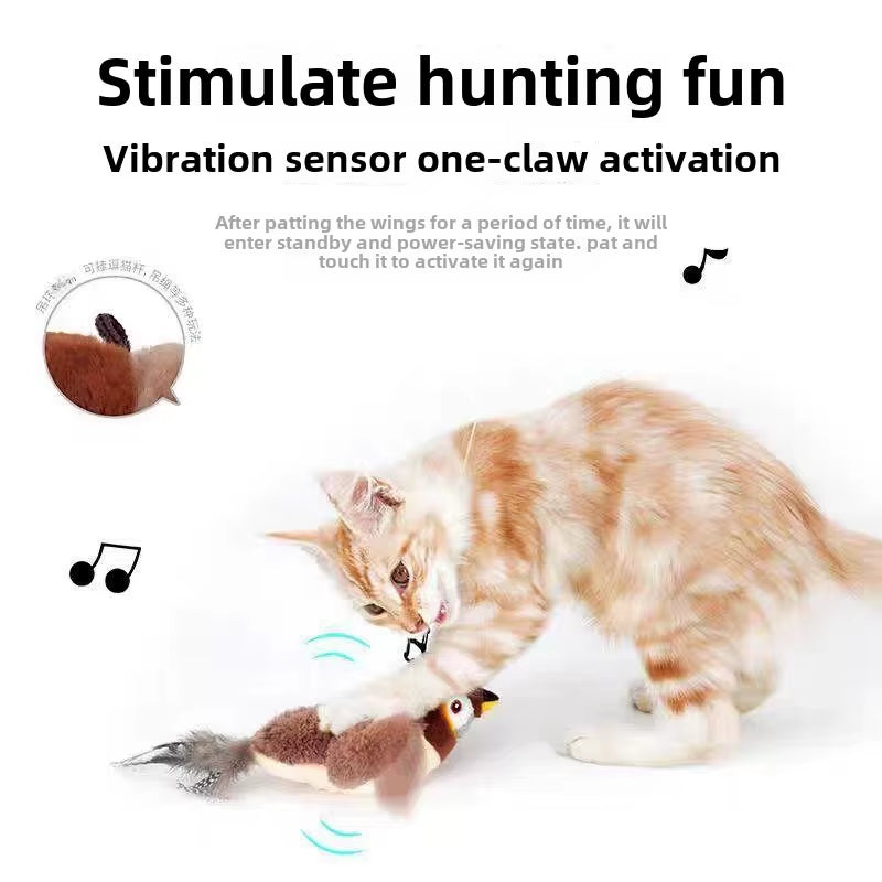 Touch Sensitive Plush Toy Catnip Rechargeable Chirping Flapping Bird with Catnip for Indoor Cats (Does Not Fly) Cat Toys Things