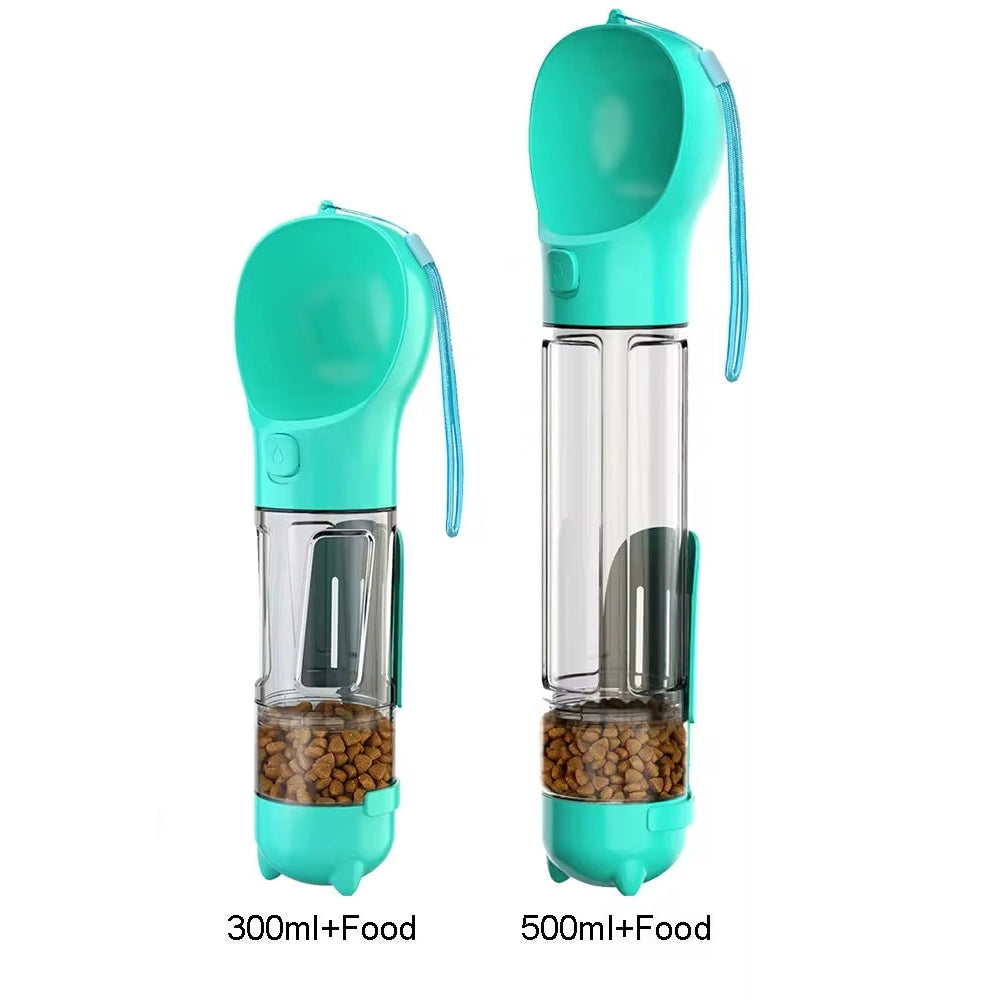 🐾 3-in-1 Portable Pet Water Bottle – Hydration, Food Feeder & Poop Bag Dispenser 🧳💧