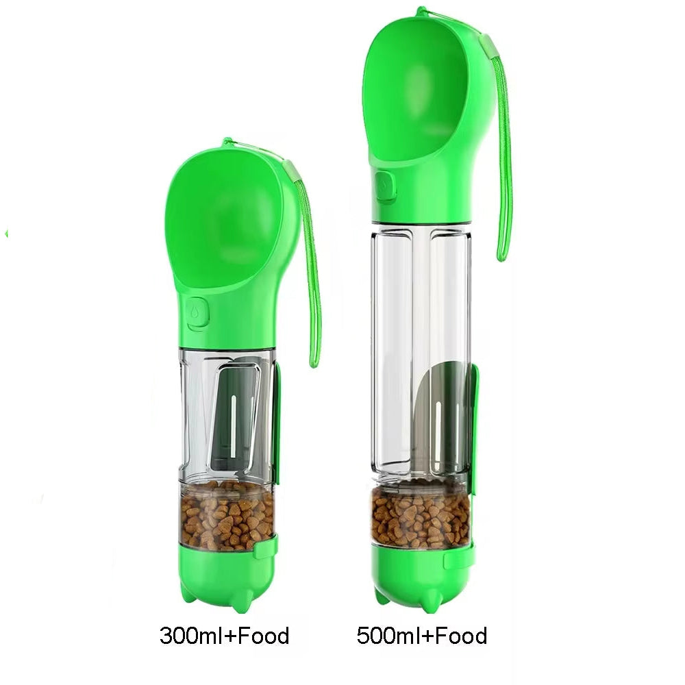 🐾 3-in-1 Portable Pet Water Bottle – Hydration, Food Feeder & Poop Bag Dispenser 🧳💧