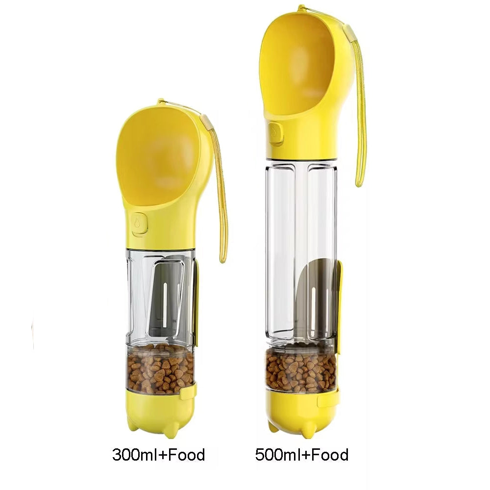 🐾 3-in-1 Portable Pet Water Bottle – Hydration, Food Feeder & Poop Bag Dispenser 🧳💧