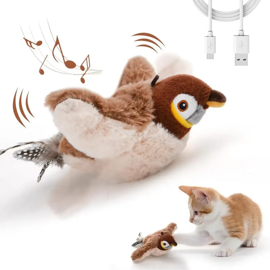 Touch Sensitive Plush Toy Catnip Rechargeable Chirping Flapping Bird with Catnip for Indoor Cats (Does Not Fly) Cat Toys Things