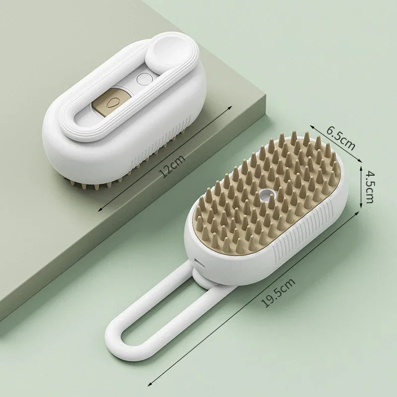 Steamed Dog Brush with Essential Oil Electric Spray Cat Hair Brush 3 In1 Dog Steamer Brush for Massage Pet Grooming Removing