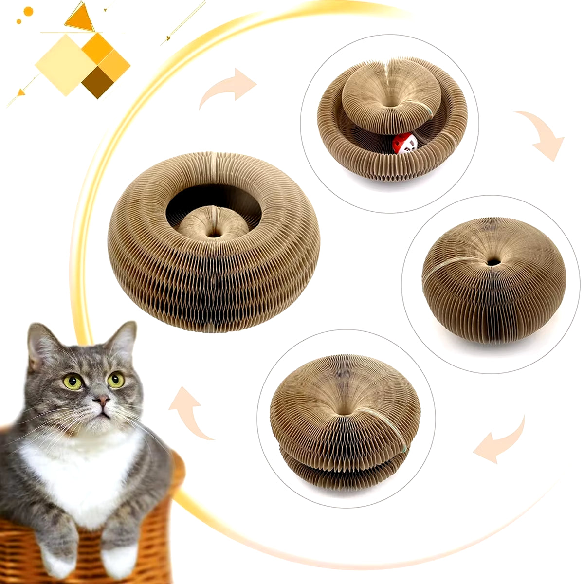 Magic Organ Cat Toy Cats Scratcher Scratch Board round Corrugated Scratching Post Toys for Cats Grinding Claw Cat Accessories