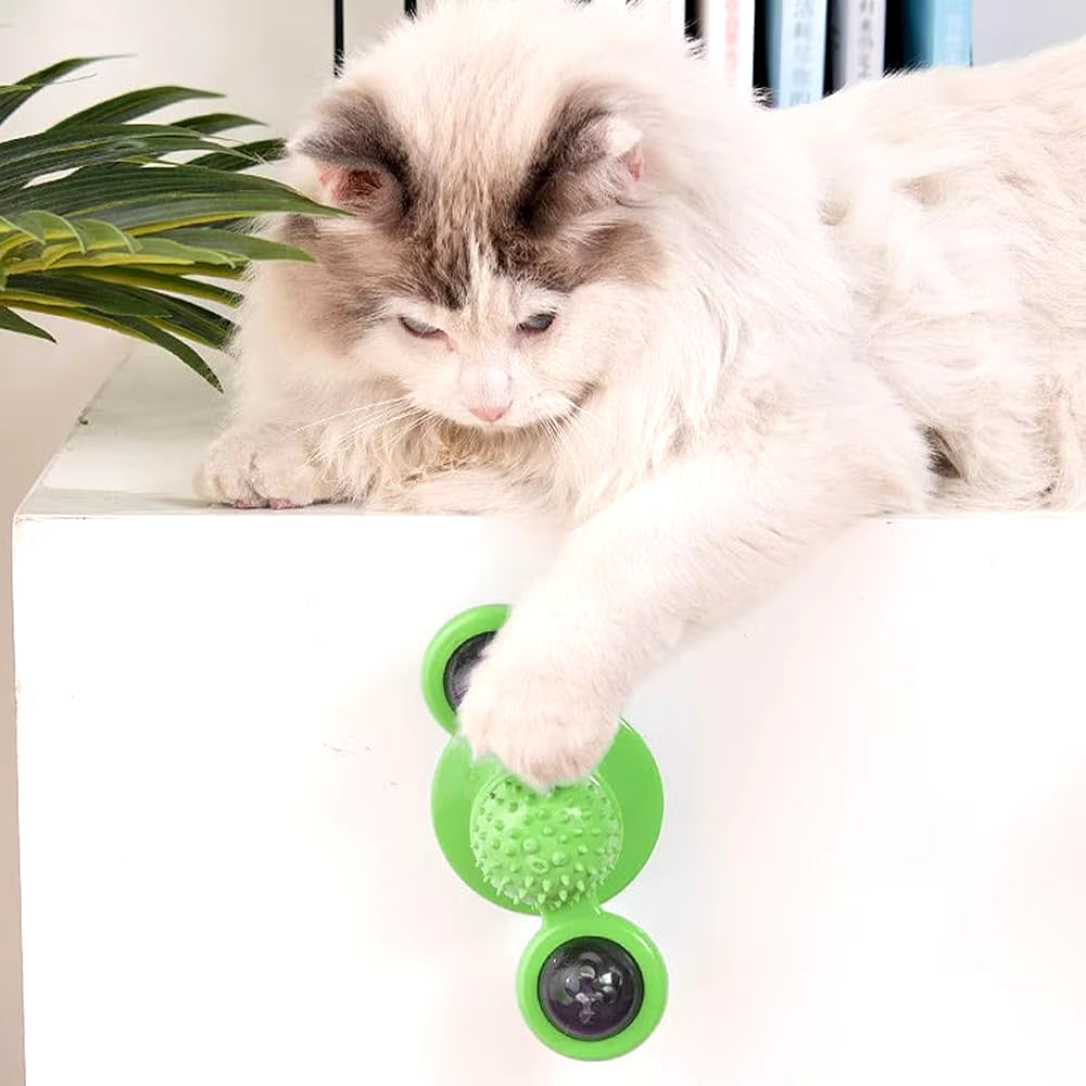 Interactive Windmill Cat Toy with Catnip Fun Cat Toys Indoor Cats Toy with LED Light Ball Cat Exercise Toys Kick Ball Catnip Toy