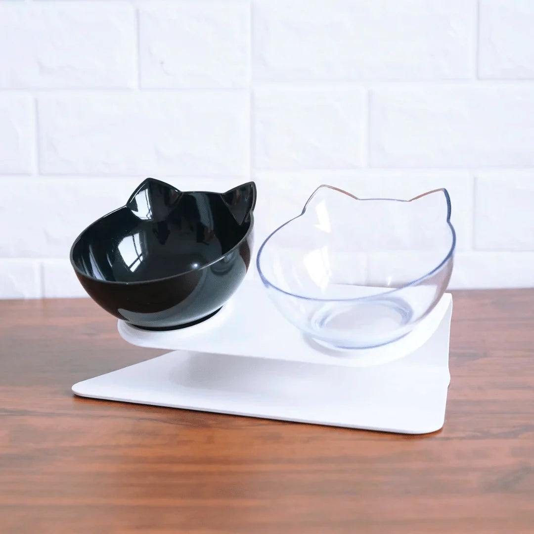 🐱 Orthopedic Anti-Vomiting Double Cat Bowls – Non-Slip Food & Water Set for Cats & Small Dogs 🐾🍽️