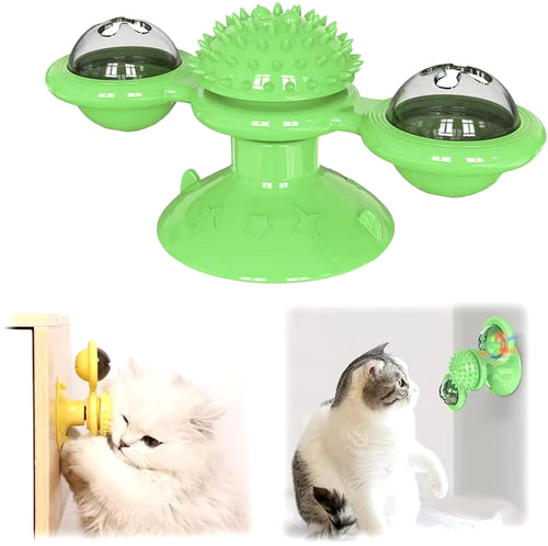 Interactive Windmill Cat Toy with Catnip Fun Cat Toys Indoor Cats Toy with LED Light Ball Cat Exercise Toys Kick Ball Catnip Toy