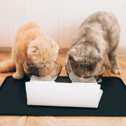 🐱 Orthopedic Anti-Vomiting Double Cat Bowls – Non-Slip Food & Water Set for Cats & Small Dogs 🐾🍽️