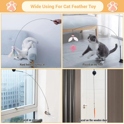 Simulation Bird Interactive Cat Teaser Toy with Suction Cup Funny Feather Bird for Kitten Play Chase Exercise Cat Toy Supplies