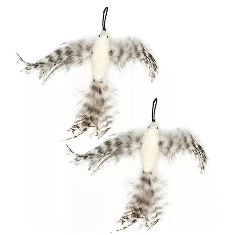 Simulation Bird Interactive Funny Cat Stick Toy Furry Feather Bird with Bell Sucker Cat Stick Toy Kitten Playing Pet Accessories