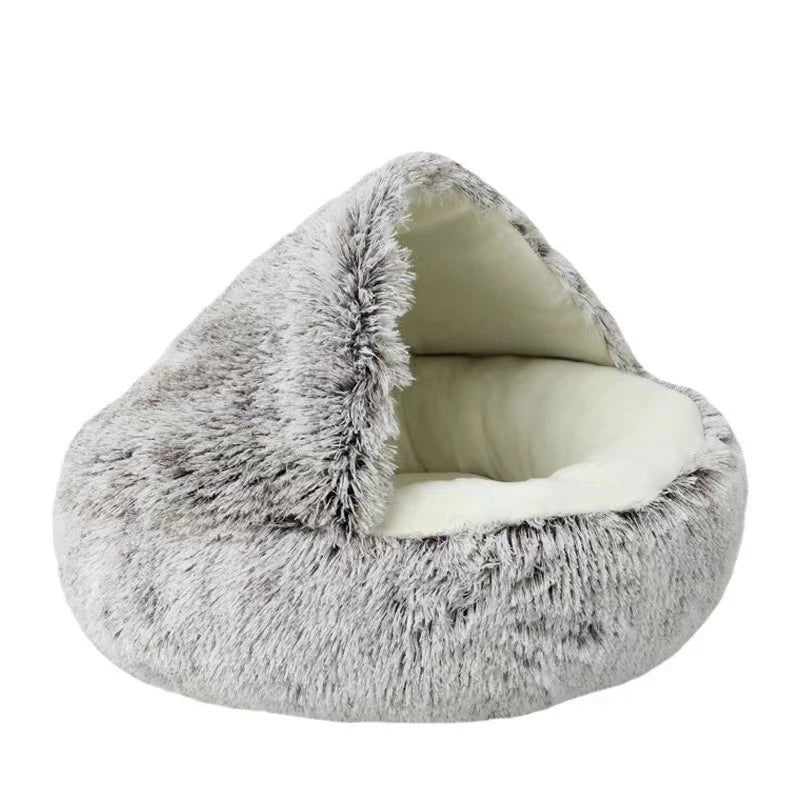 Cat Bed Pet Mattress Warm Soft Plush Pet Bed with Cover round Cat Dog Sleeping Nest Cave for Small Dogs Kitten